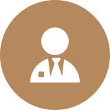 Silhouette of person in a suit icon.